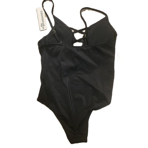 NO BOUNDARIES NWT Size M (8-10) Bathing Suit Swimsuit One-piece Black medium - Picture 4 of 7